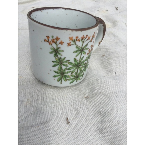 Ceramic coffee mug tea floral Japan vintage bron 70s MCM rustic farmhouse - Picture 8 of 10